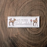 Этикетка тканая "Aus meiner Textilwerkstatt" 20*50мм, 100% полиэстер, Acufactum Ute Menze, 35244